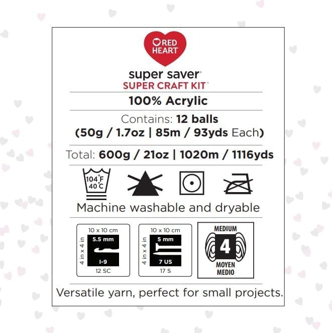 RED HEART Super Saver Super Yarn Craft Kit for Crochet & Knitting & Amigurumi Projects - Image 4